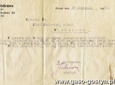 956.Pismo z kancelarii adwokackiej Zdzislawa Stawbrawy (1939 r.)