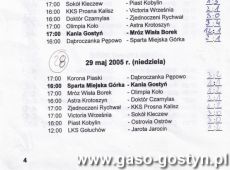 956.Terminarz meczowy wydany przez KS Lagrom Kania Gostyn (IV liga, sezon 2004-2005)