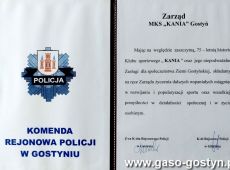 964.Jubileusz 75-lecia MKS Kania Gostyn - list gratulacyjny i zyczenia od Komendy Rejonowej Policji w Gostyniu (1998 r.)