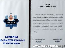 964.Jubileusz 75-lecia MKS Kania Gostyn - list gratulacyjny i zyczenia od Komendy Rejonowej Policji w Gostyniu (1998 r.)