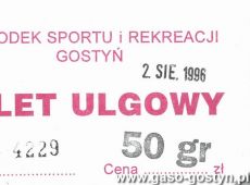 968.Osrodek Sportu i Rekreacji w Gostyniu - bilet ulgowy na basen (2 sierpnia 1996 r.)