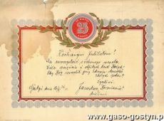 996.Telegram z zyczeniami z okazji srebrnych godow (Gostyn, 1931 r.)